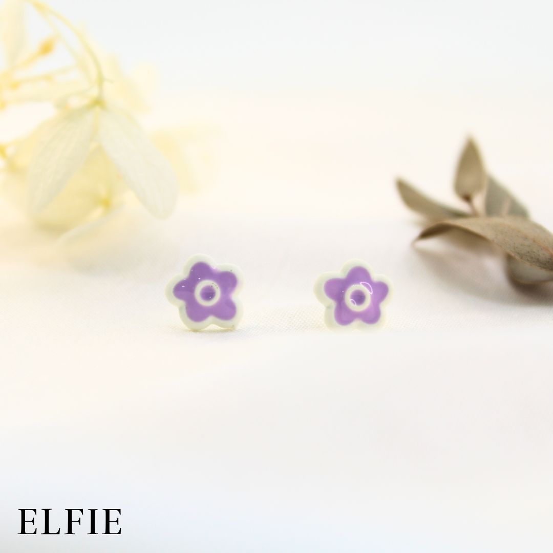 Purple Daisy Stud Earring