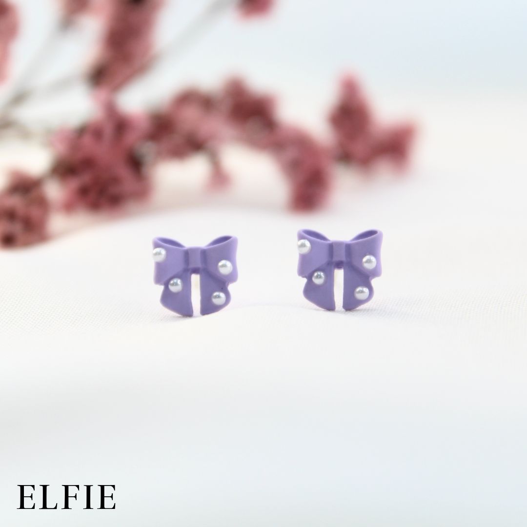Purple Ribbon Stud Earring