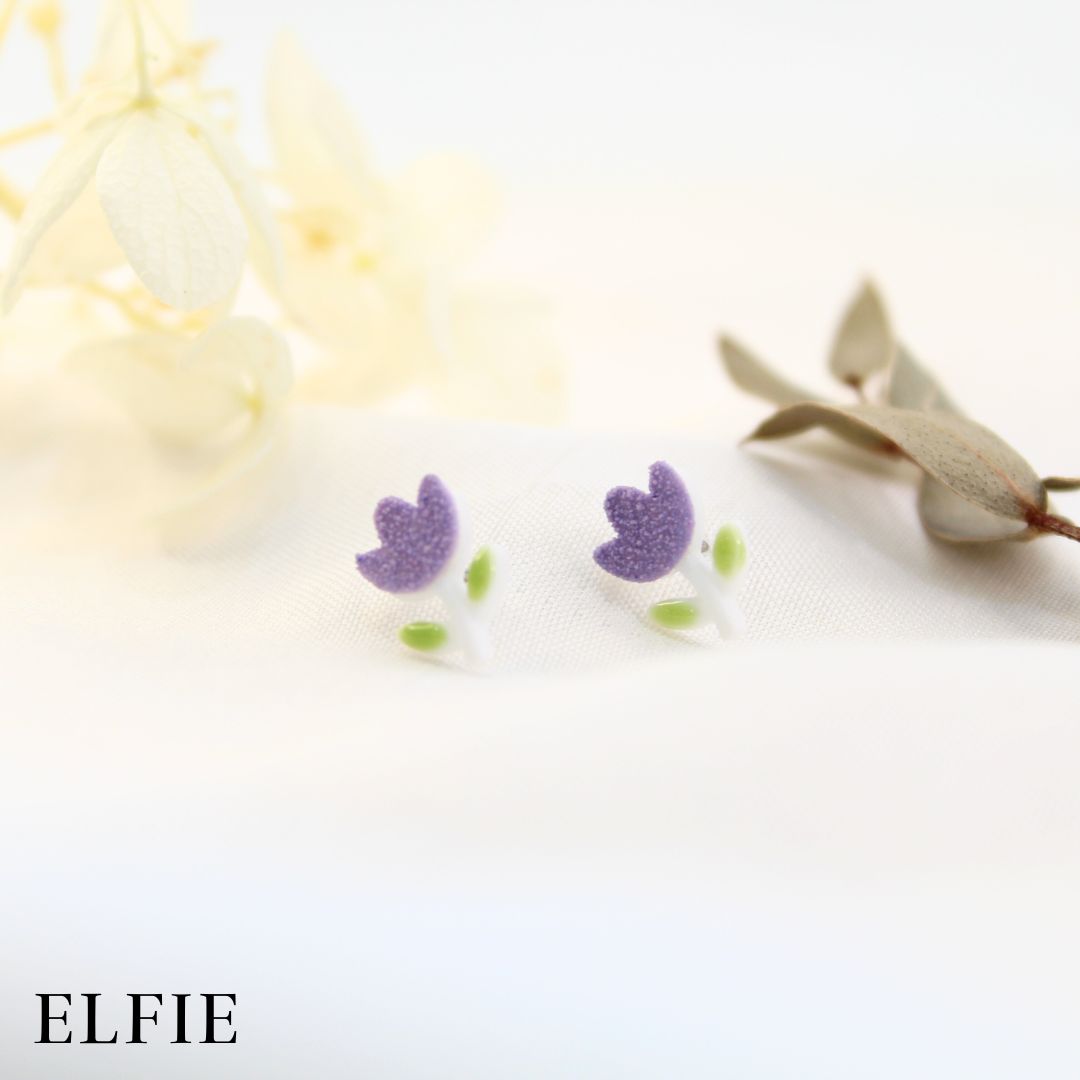 Purple Tulip Stud Earring