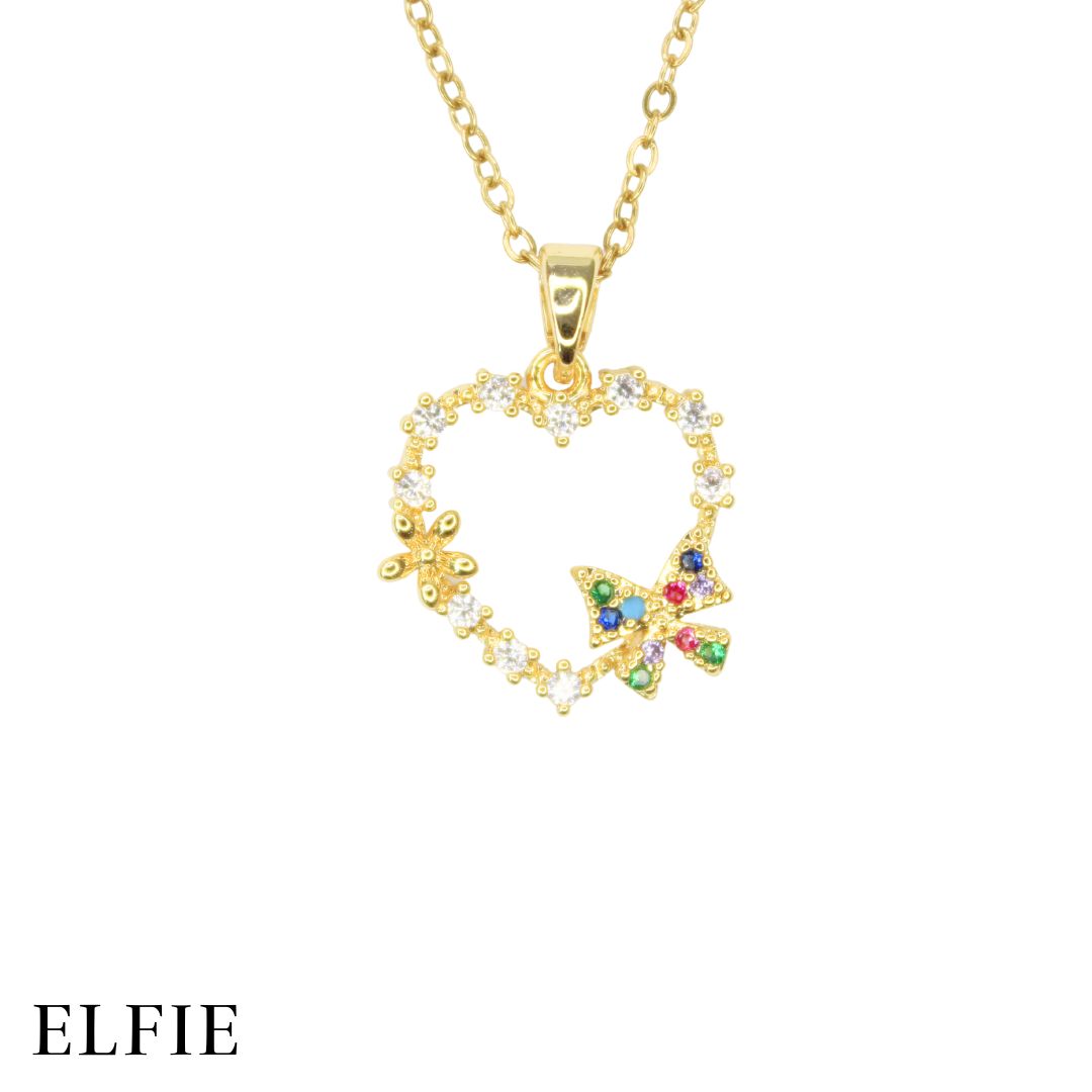 Ribbon Heart Diamond Titanium Necklace