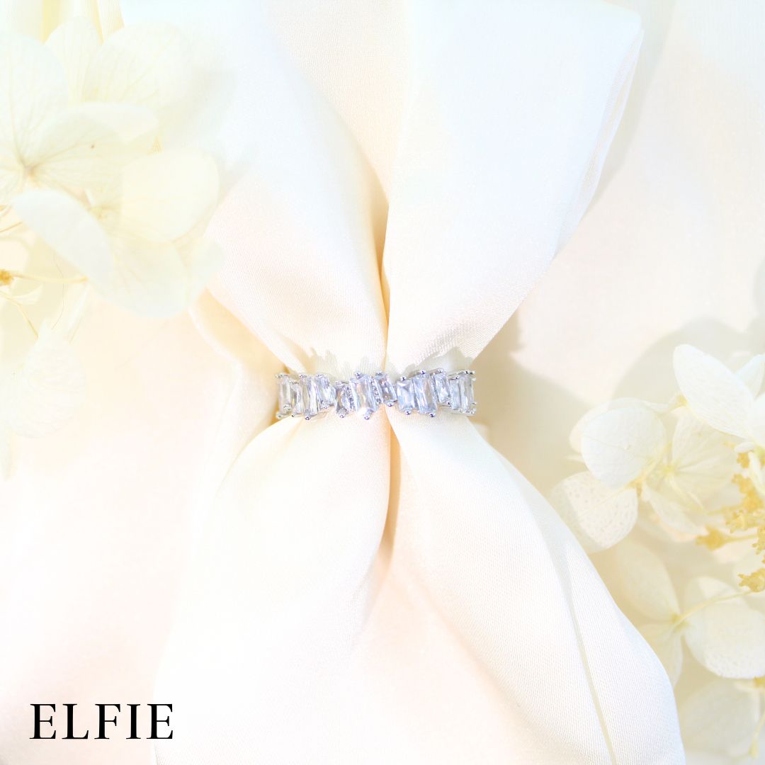 Crystal Zig Zag Adjustable 18K Silver Plated Ring