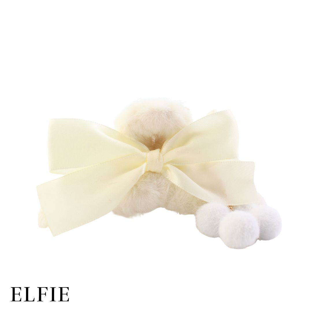 Bow & Pom Pom Decor Fluffy Hair Claw