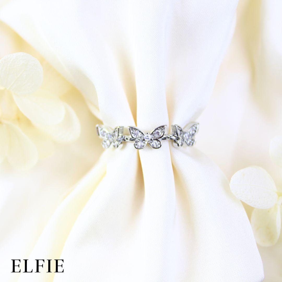 Butterfly Crystal Adjustable 18K Gold Plated Ring