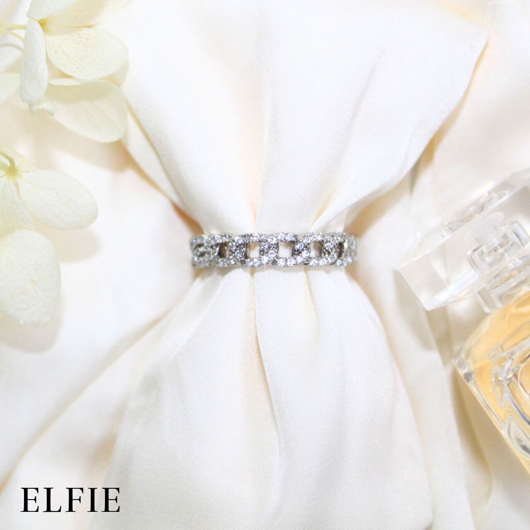 Crystal Chain Adjustable 18K Silver Plated Ring