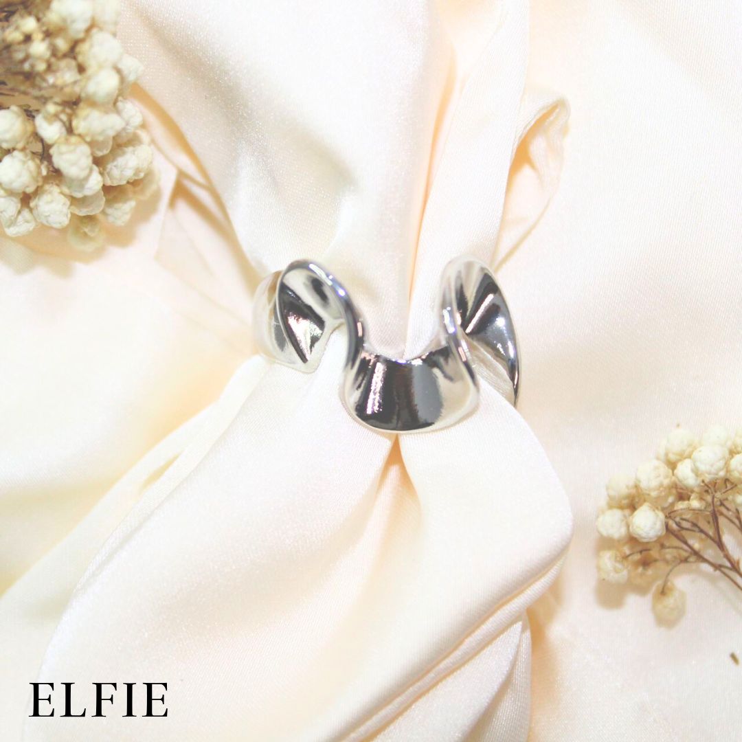 Wavy Adjustable 18K Silver Plated Ring