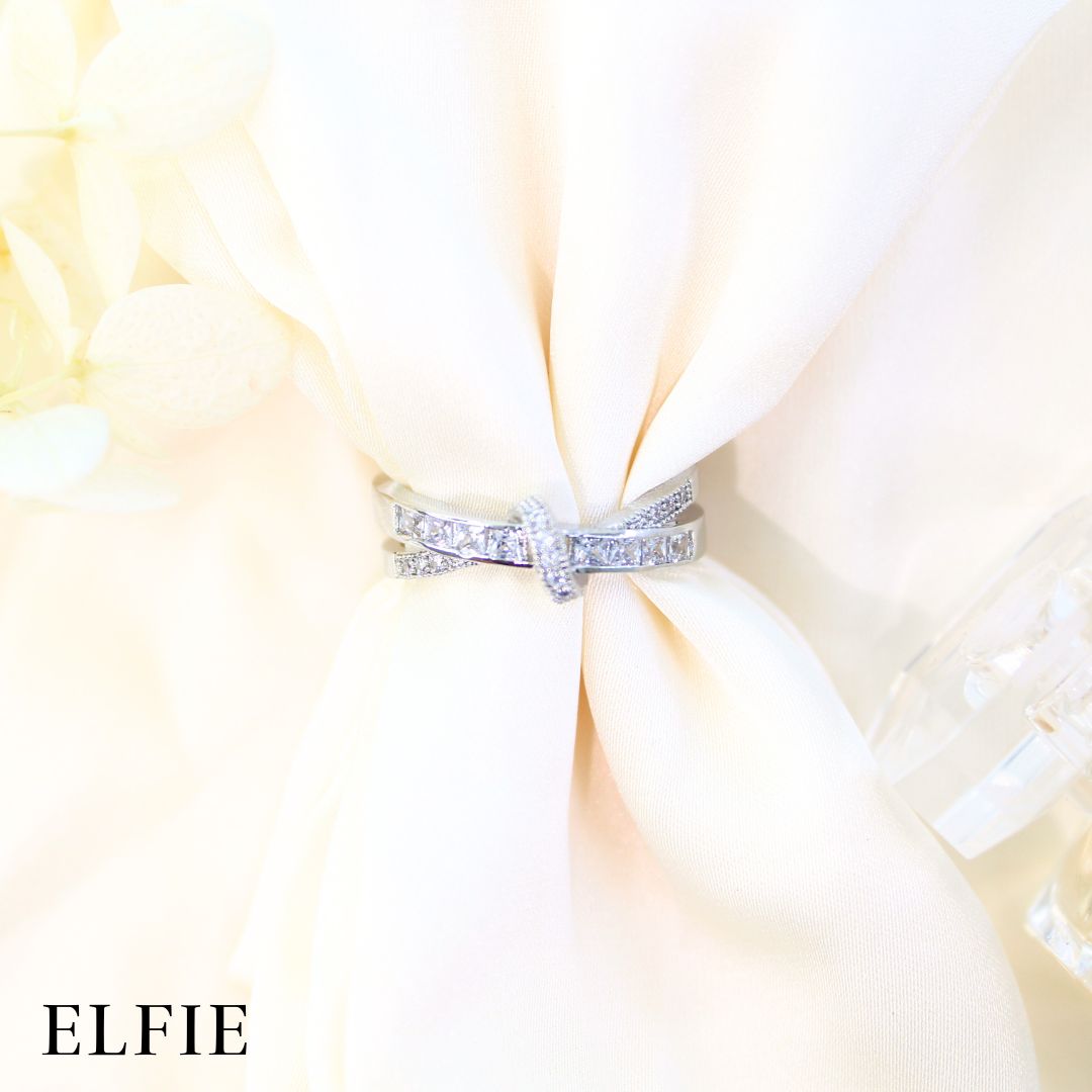 Eternity Double Layer Adjustable 18K Silver Plated Ring