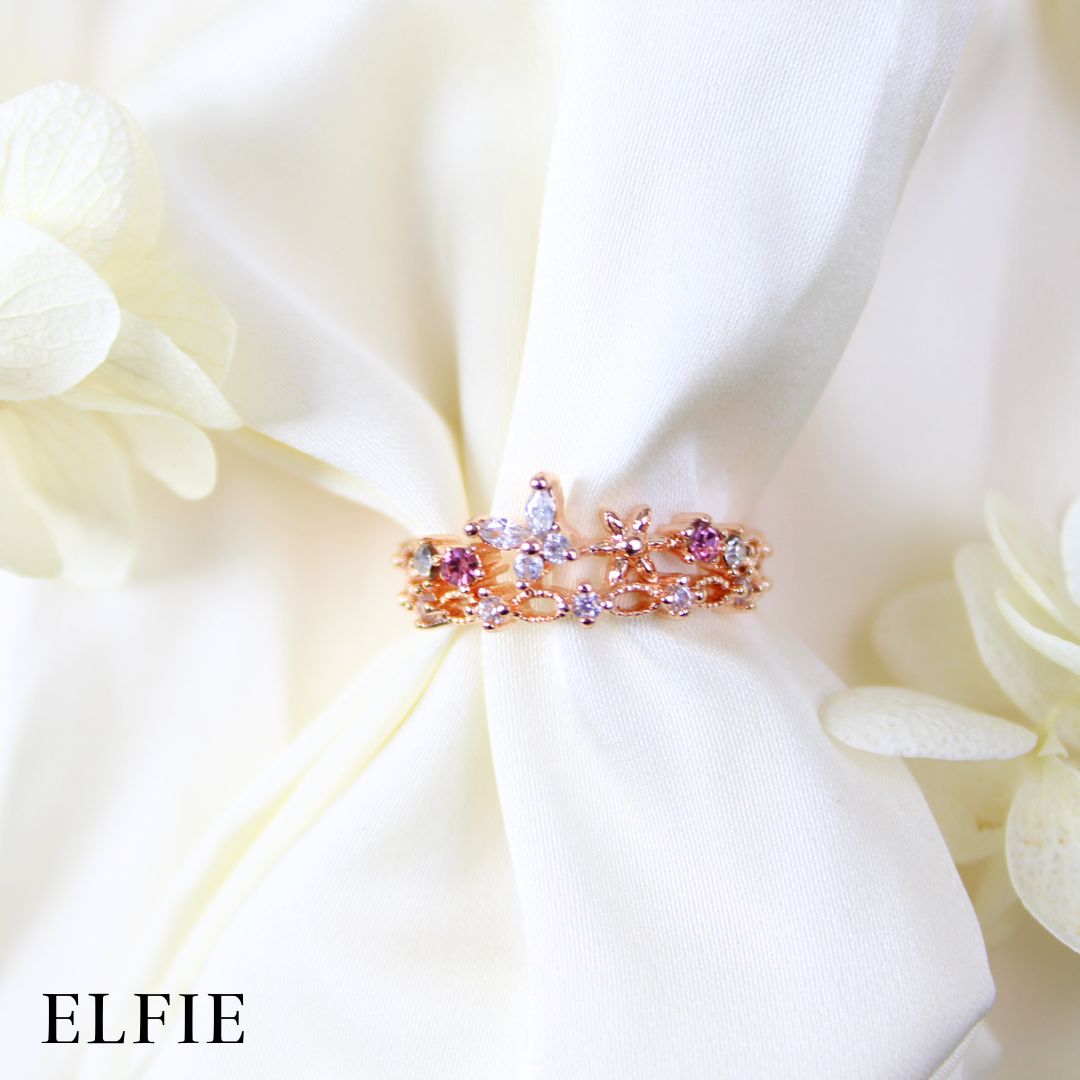 Butterfly Garden Adjustable 18K Rose Gold Plated Ring