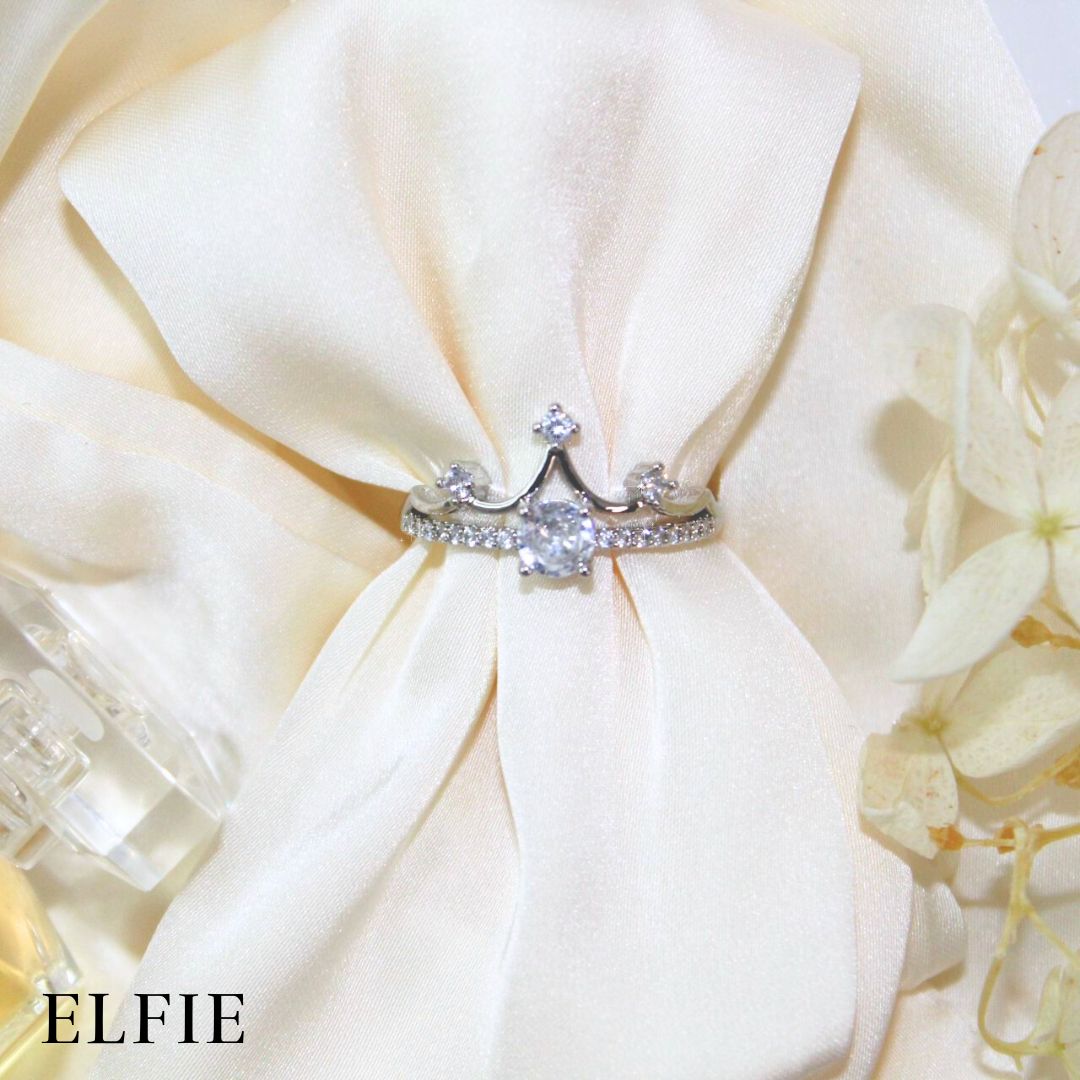 Crown Solitaire Adjustable 18K Silver Plated Ring