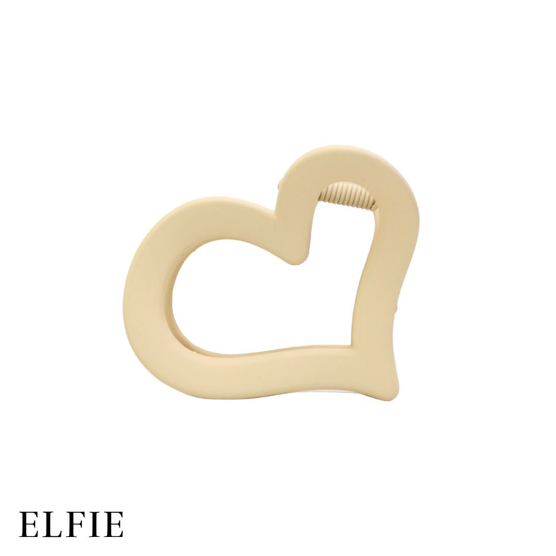 Matte Beige Open Heart Hair Claw