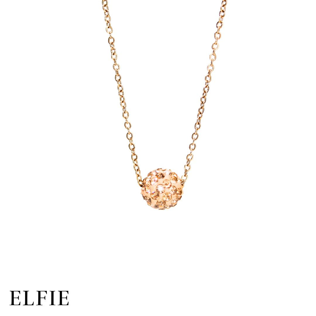 Rose Gold Diamond Pave Ball Titanium Necklace