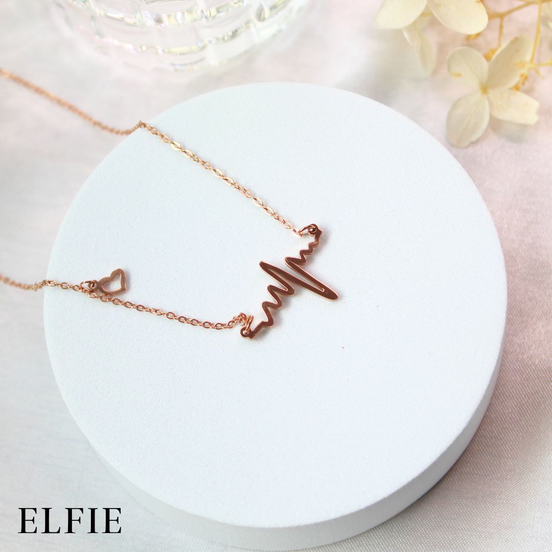 Rose Gold Heartbeat Titanium Necklace