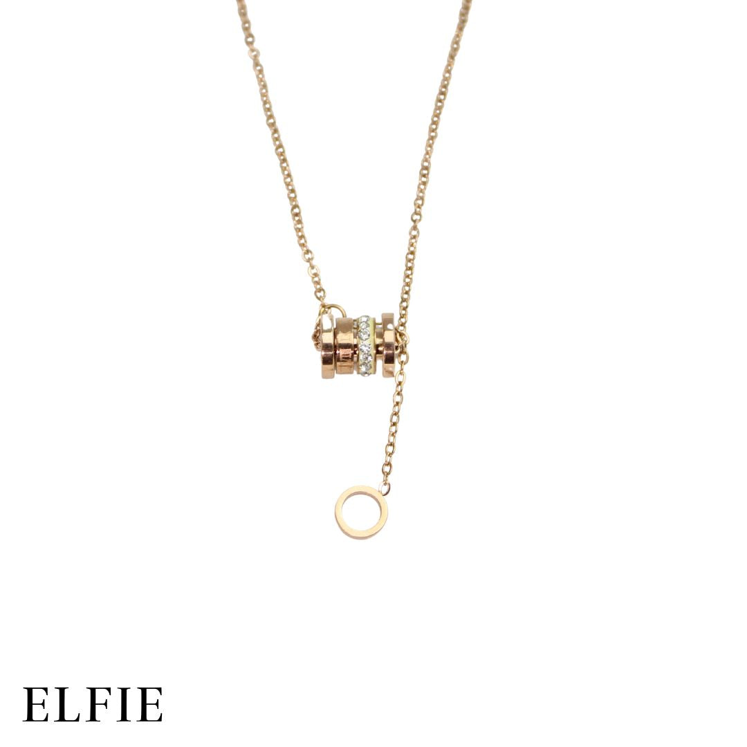Rose Gold Zirconia Cylinder Titanium Necklace