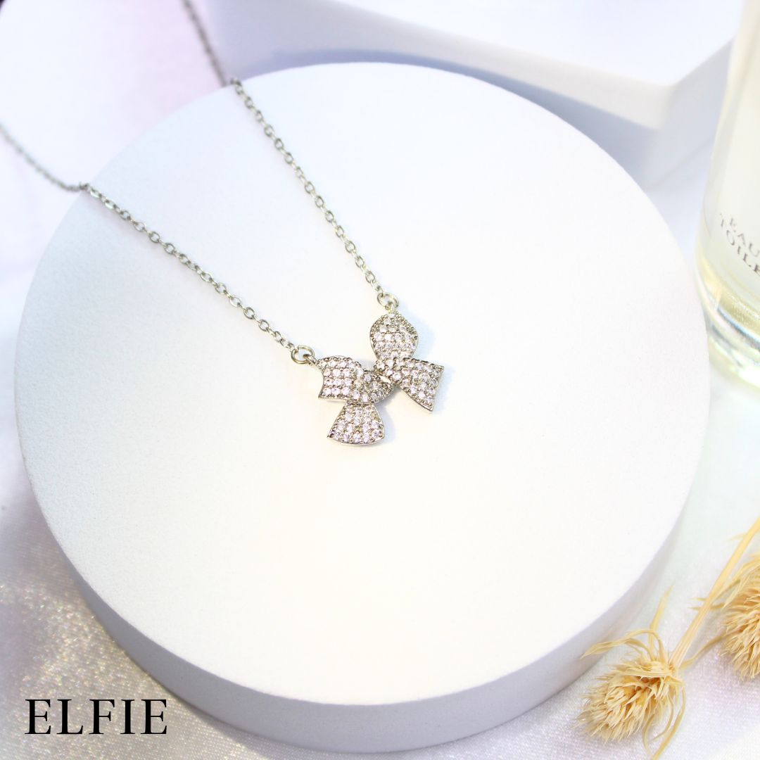 Silver Shiny Bow Titanium Necklace