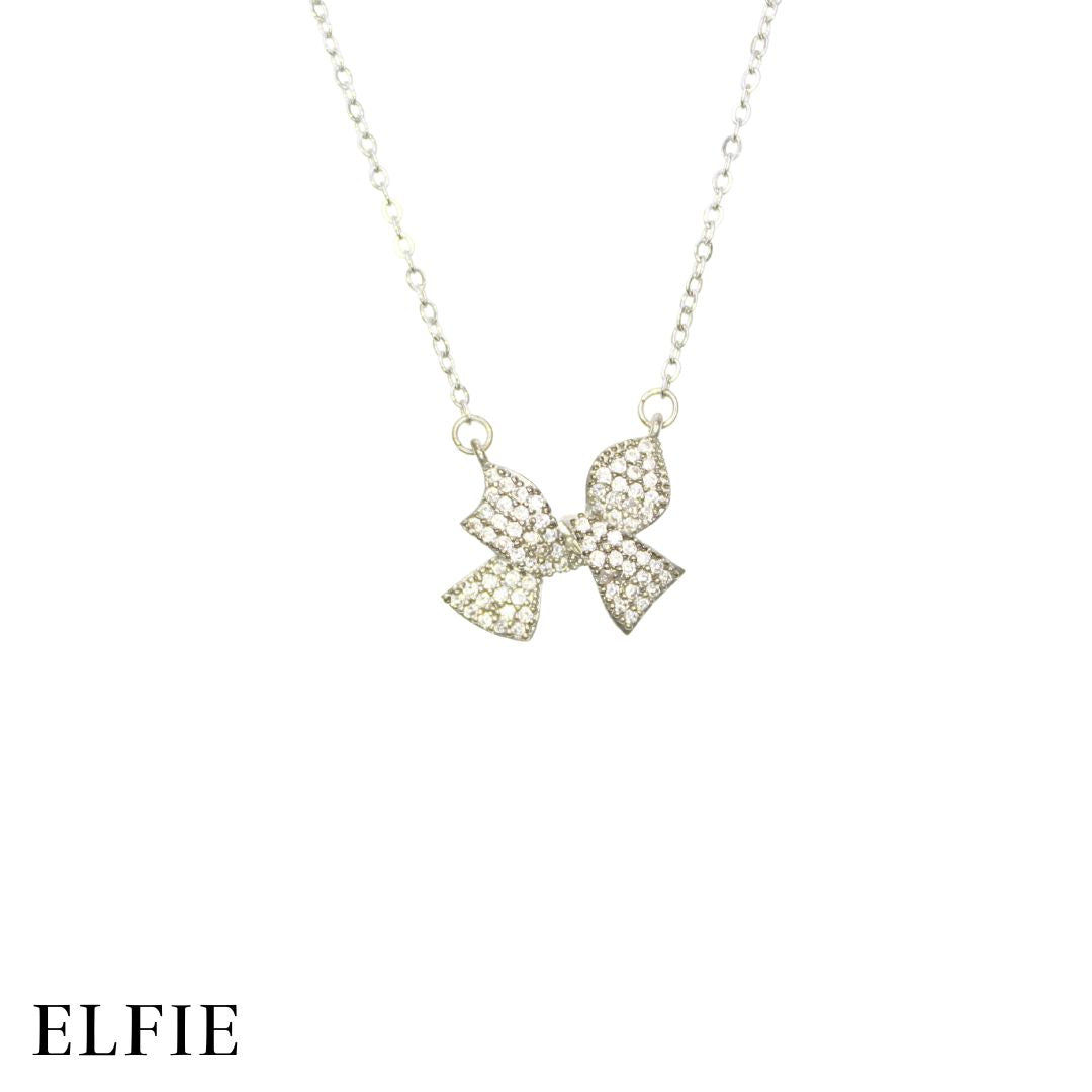 Silver Shiny Bow Titanium Necklace