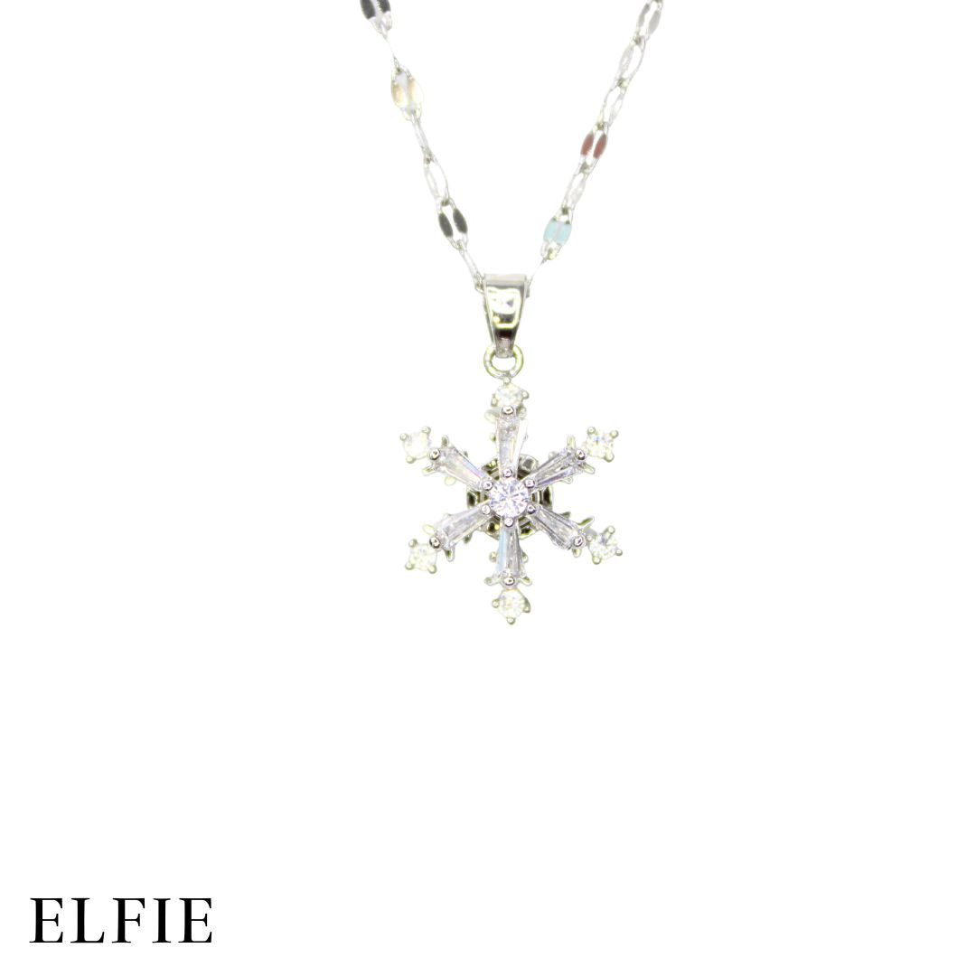 Silver Spinning Snowflake Titanium Necklace