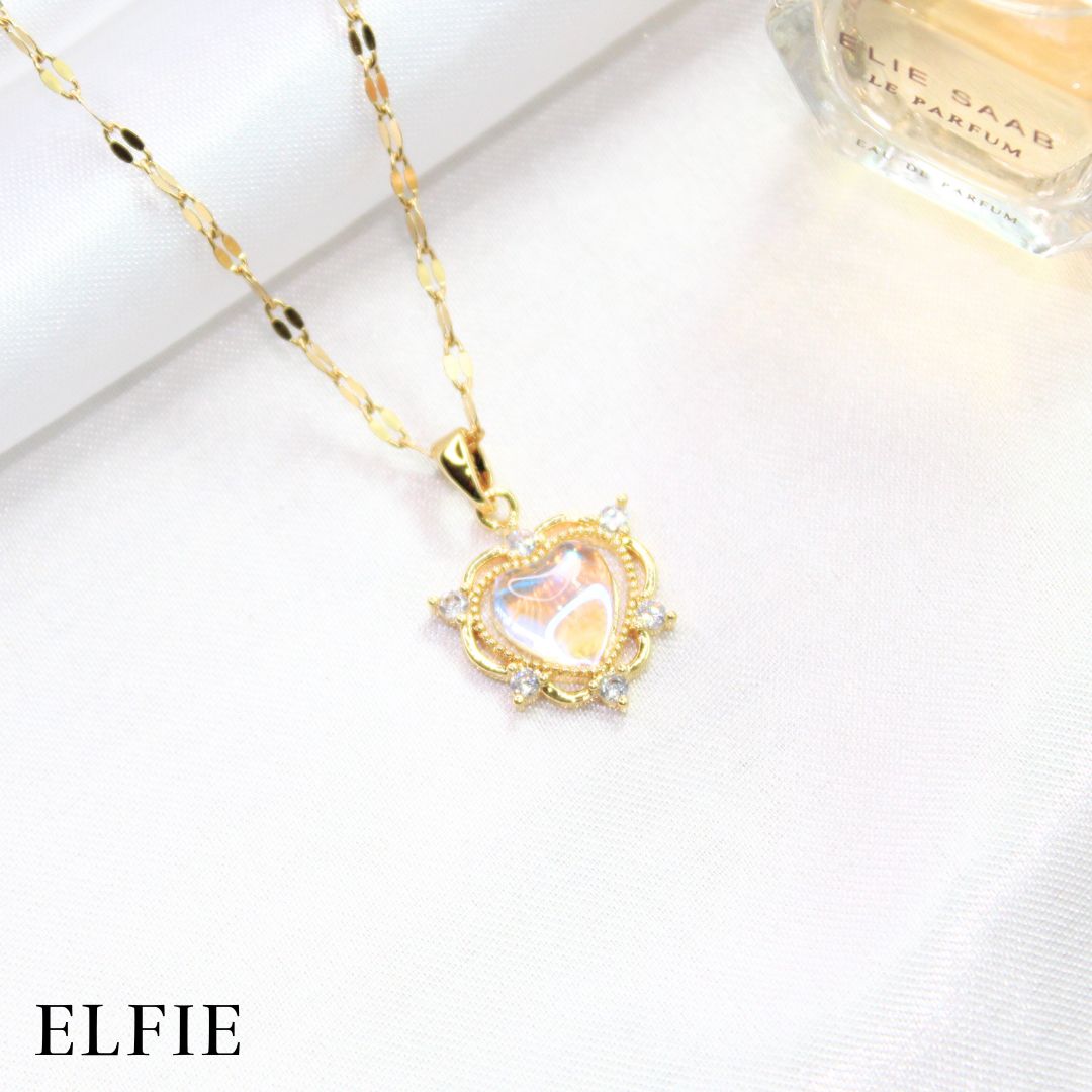 Six Corner Crystal Heart Titanium Necklace