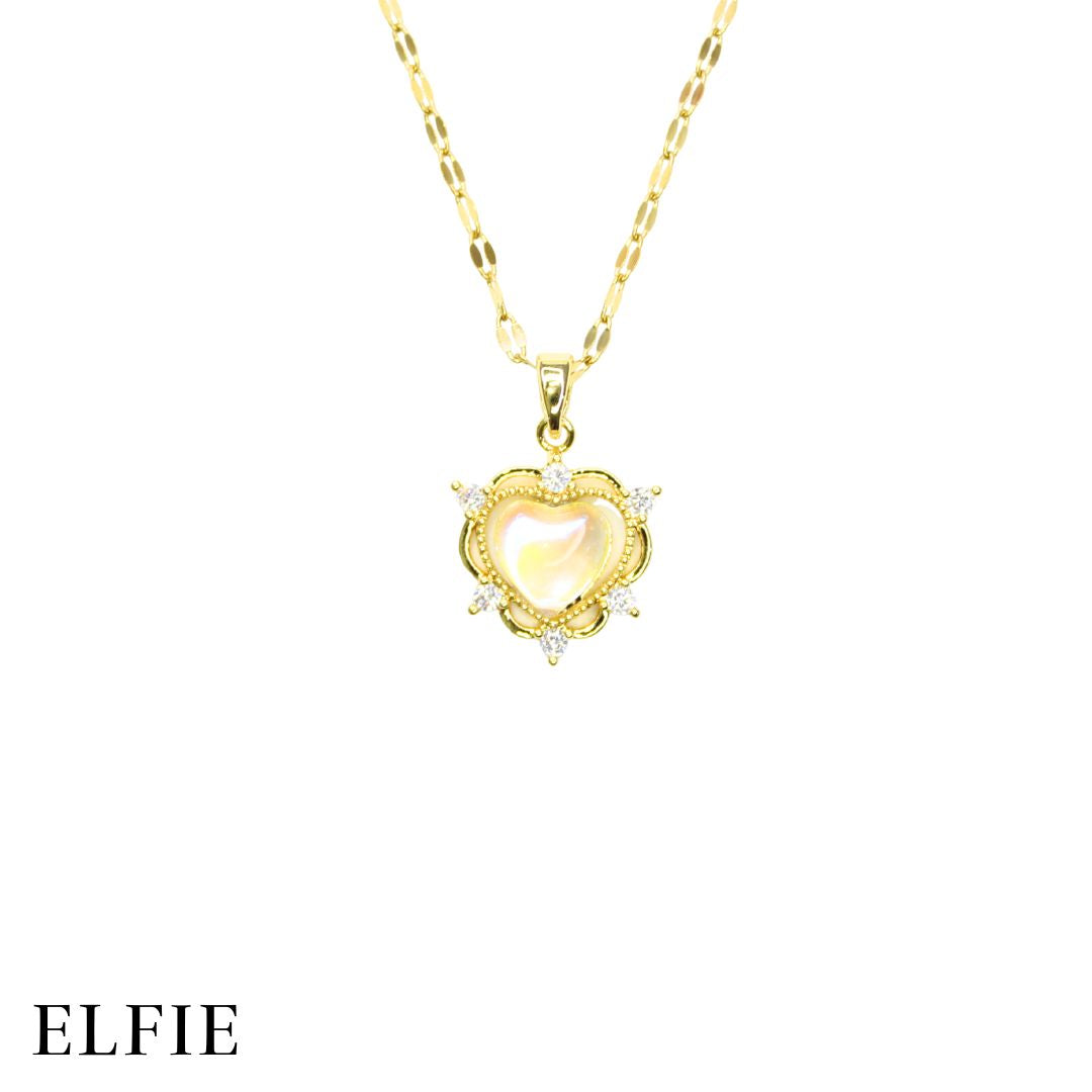 Six Corner Crystal Heart Titanium Necklace