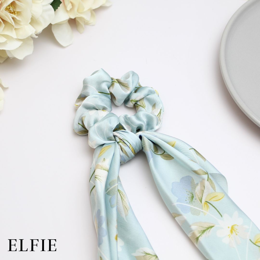 Floral Satin Scarf Hair Tie