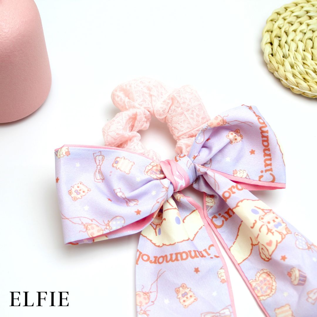 Cute Pink Bunny Satin Scarf Hair Tie