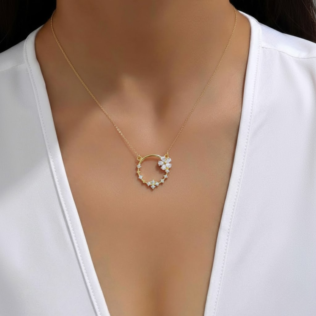 The Flora Halo Gold Titanium Necklace