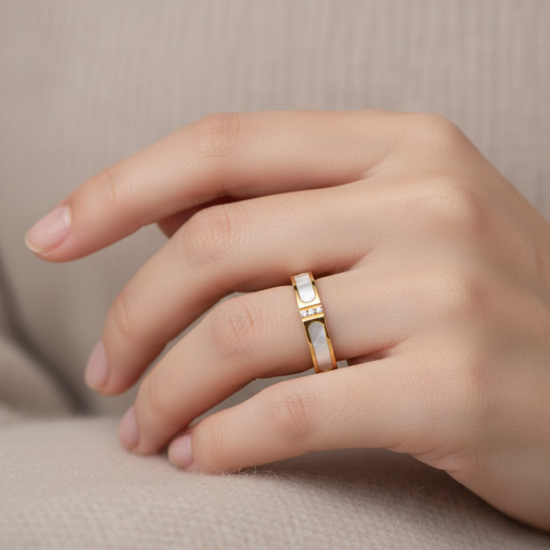 Moonlit Aura Gold Titanium ring