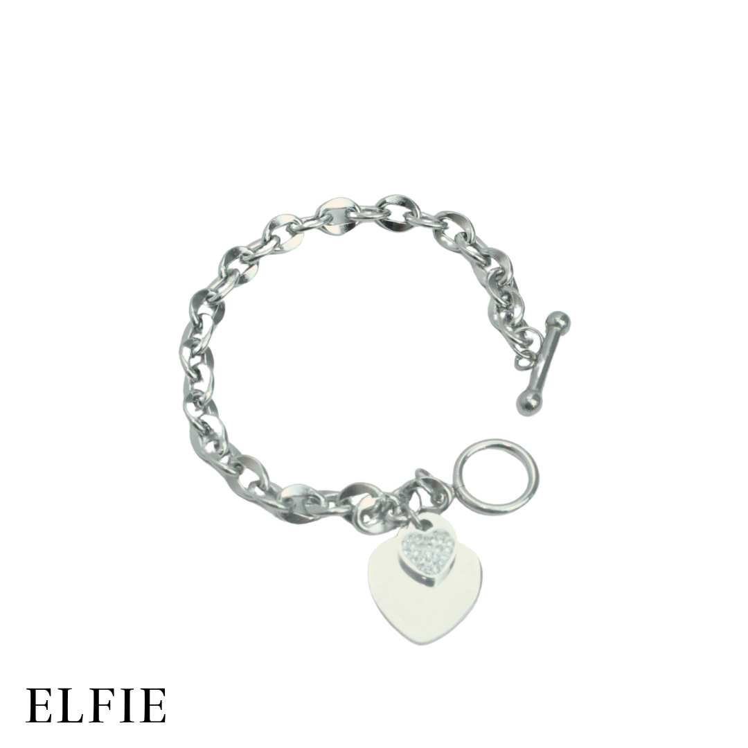 Heart Charm Titanium Bracelet