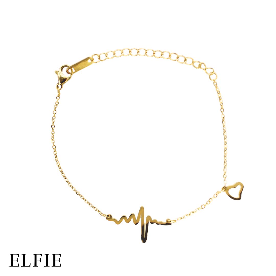 Heartbeat Gold Titanium Bracelet