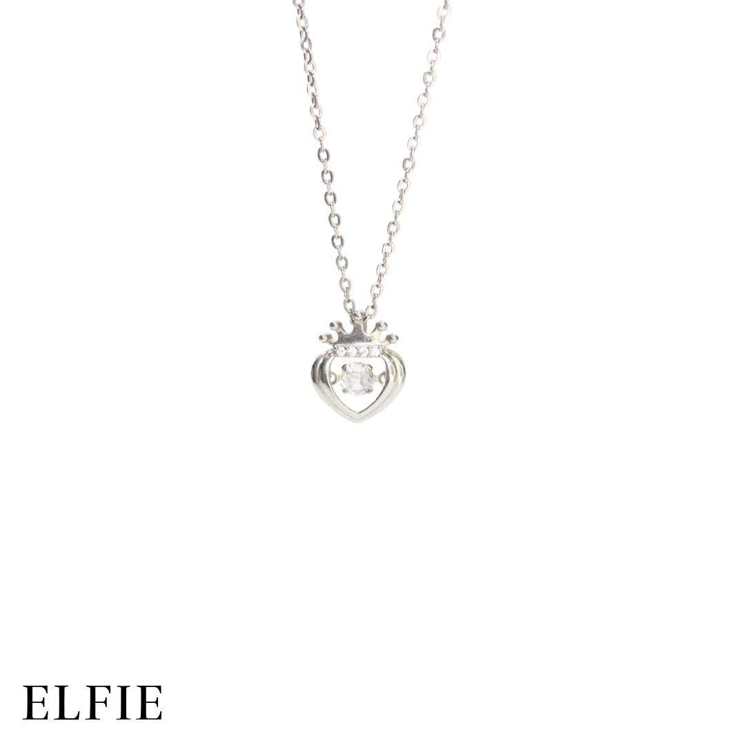 Silver Crown Heart Titanium Necklace