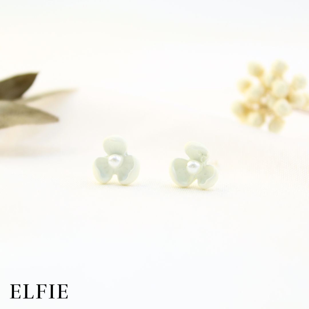White Crystal Flower Stud Earring