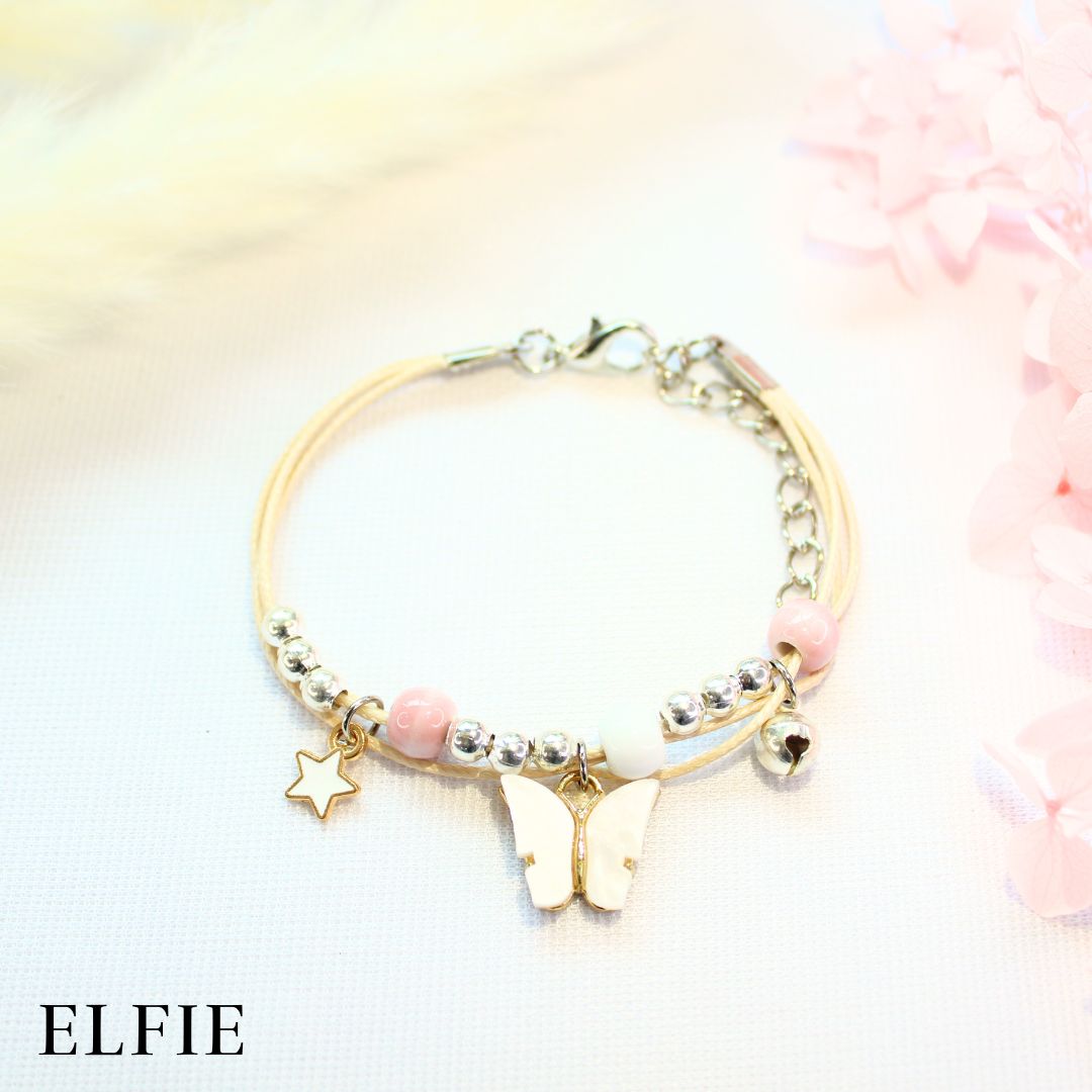 White Marble Butterfly Bell Ceramic Bracelet