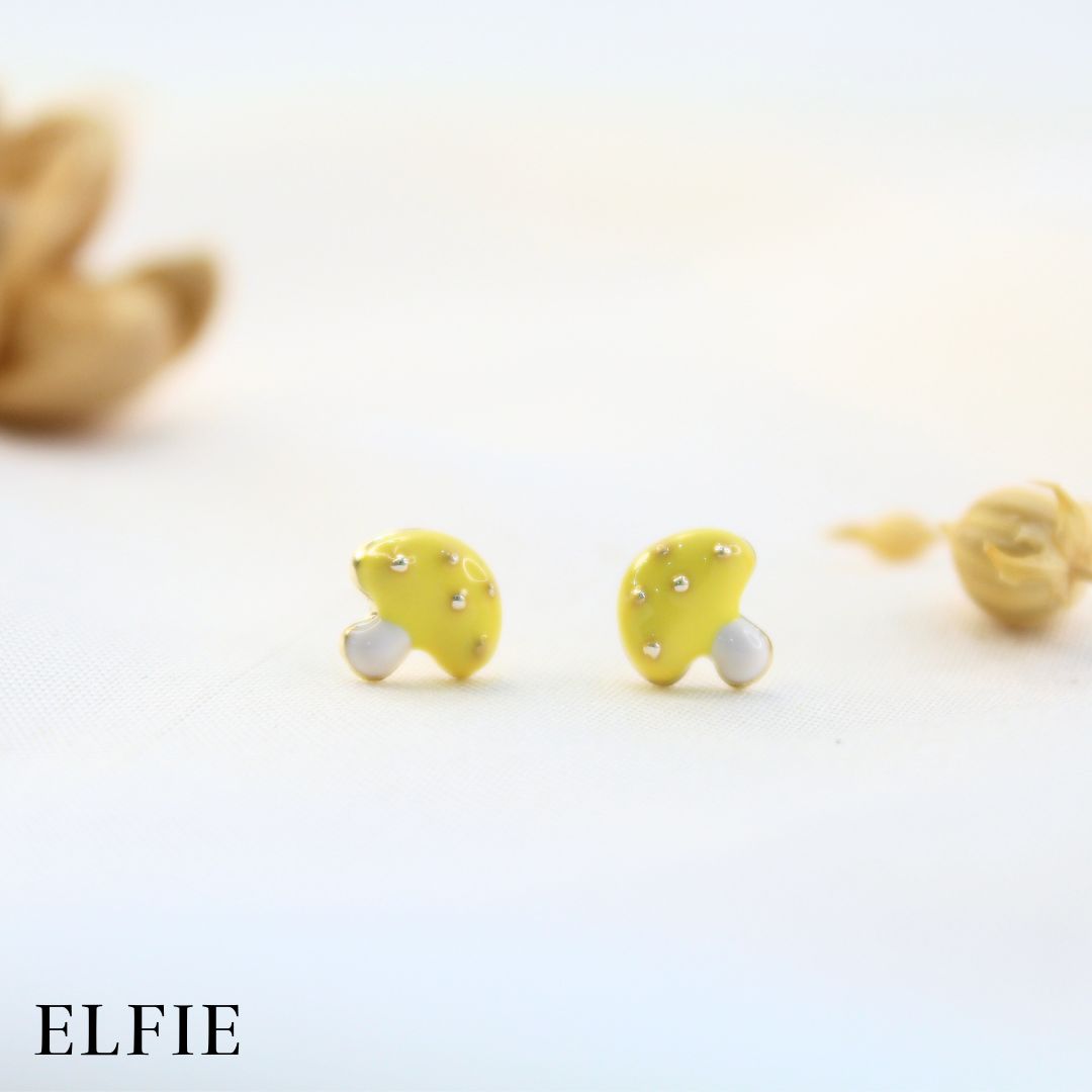 Yellow Mushroom Stud Earring