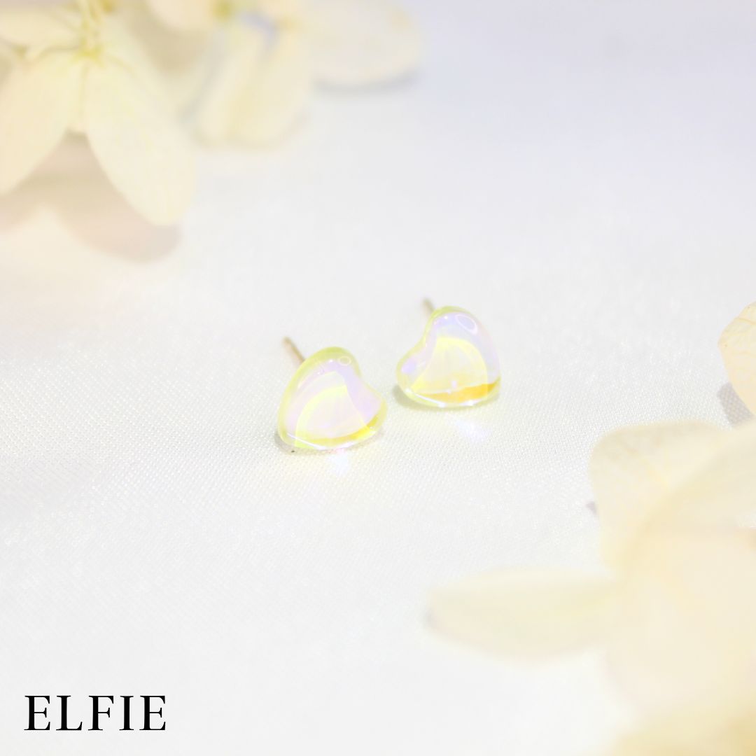 Yellow Resin Heart Stud Eearring