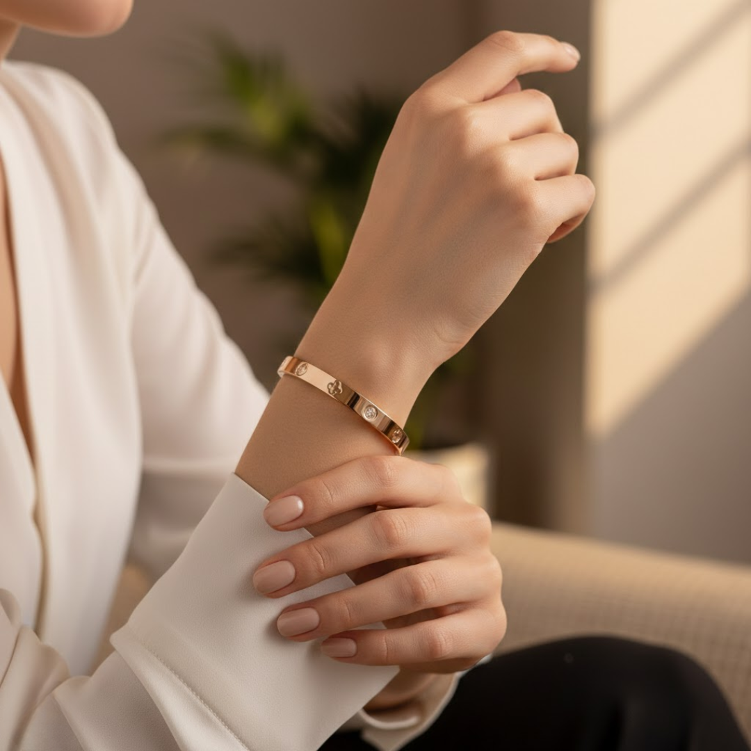 Elodie Clover Gold Titanium Bangle