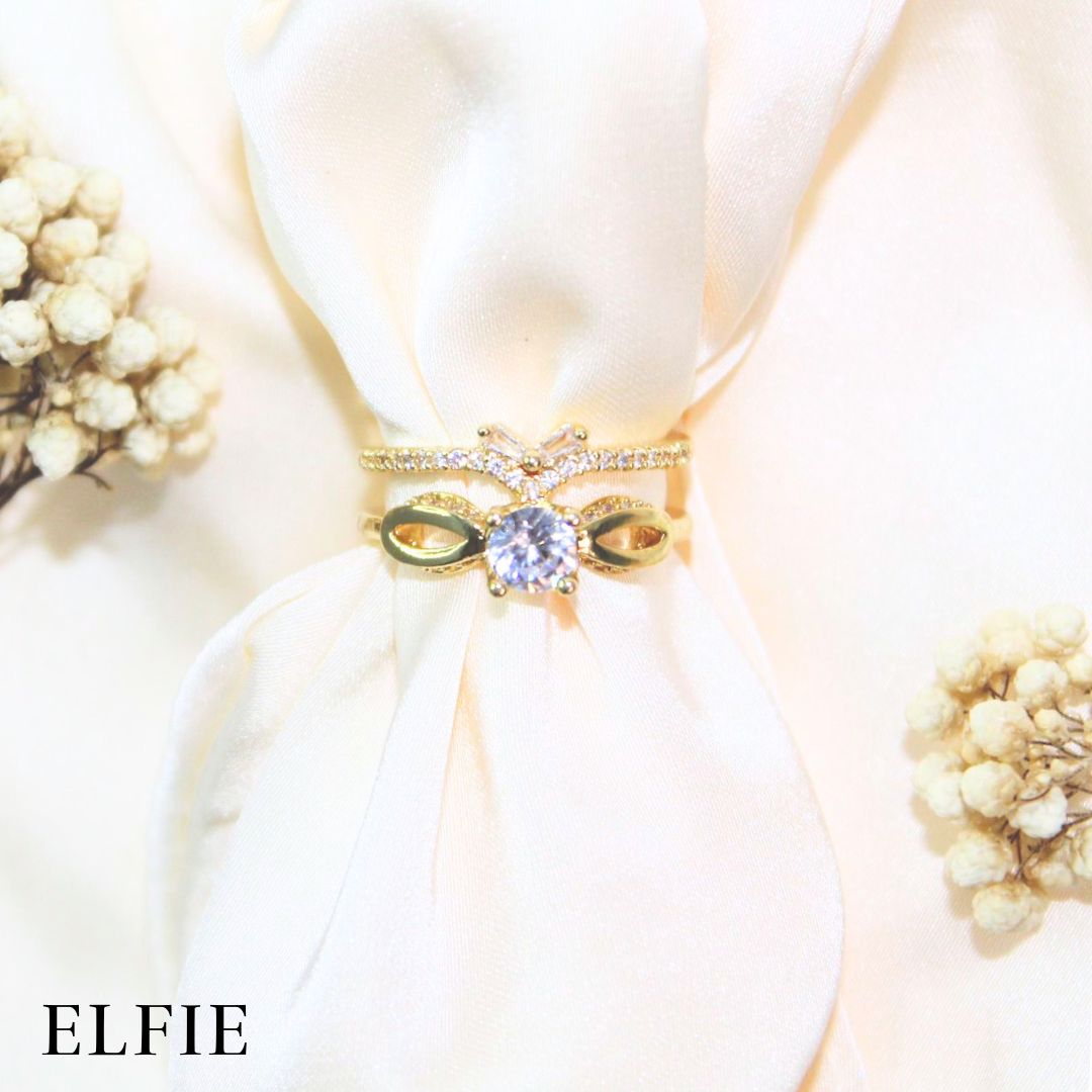 Zirconia Pendant Adjustable Gold Plated 18K Ring