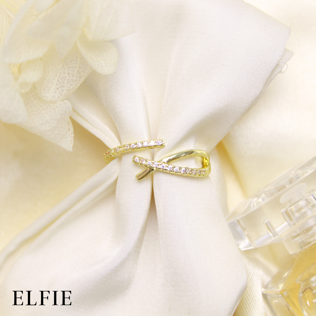 Cross Opening 18K Plated Ring