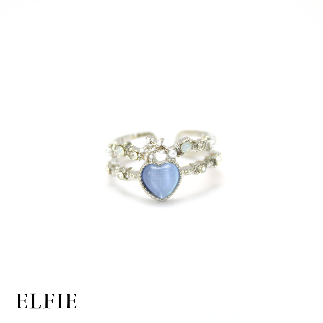 Blue Heart Pendant 18K Ring