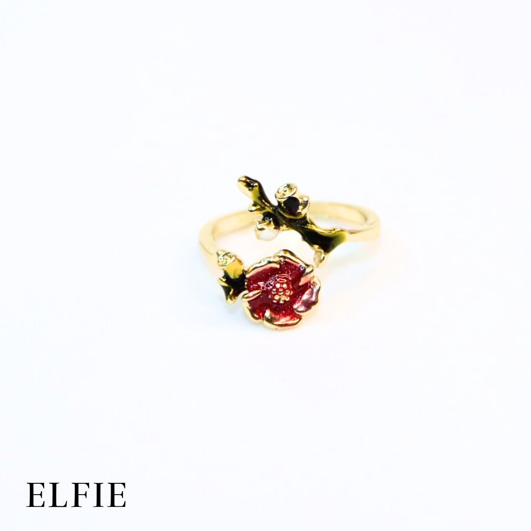 Floral Adjustable 18K Gold Plated Ring