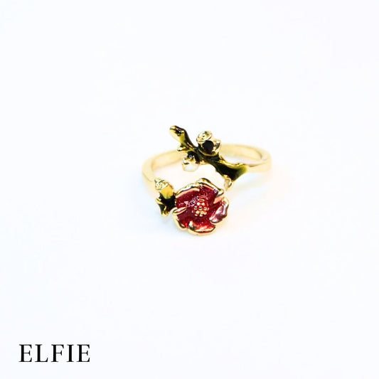 Floral Adjustable 18K Gold Plated Ring