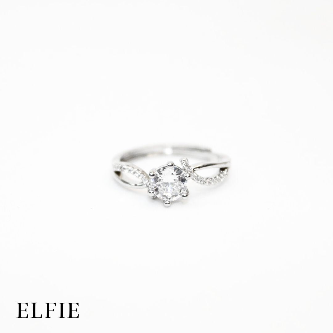 Solitaire Dime Adjustable 18K Silver Plated Ring