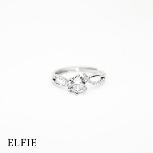 Solitaire Dime Adjustable 18K Silver Plated Ring