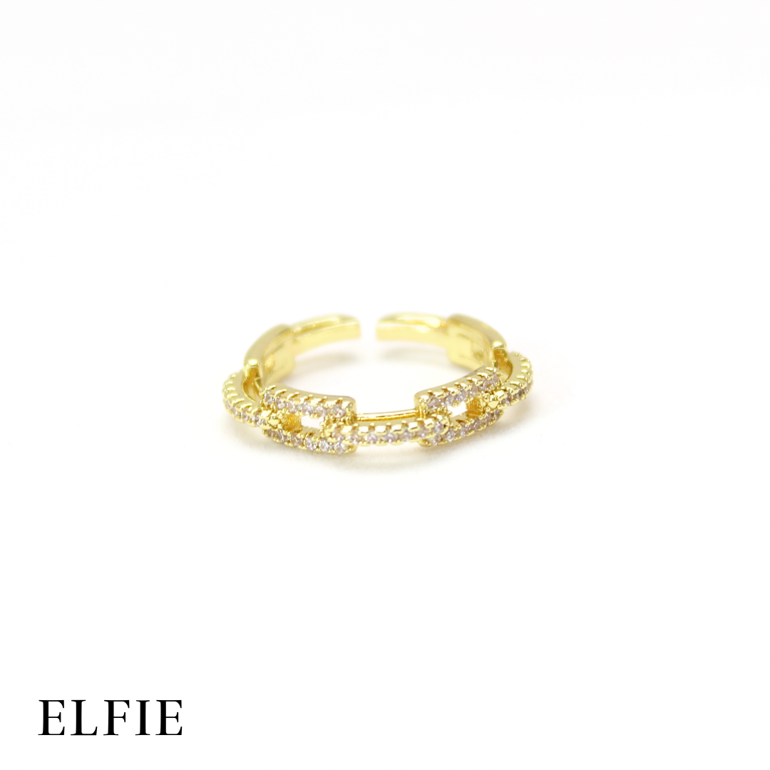 Studded Link 18K Gold Plated Ring