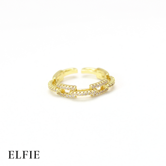 Studded Link 18K Gold Plated Ring
