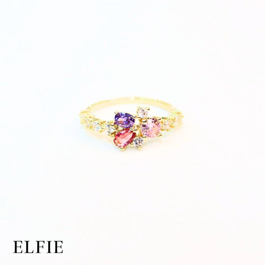 Solitaire Pendant Adjustable Gold Plated 18K Ring