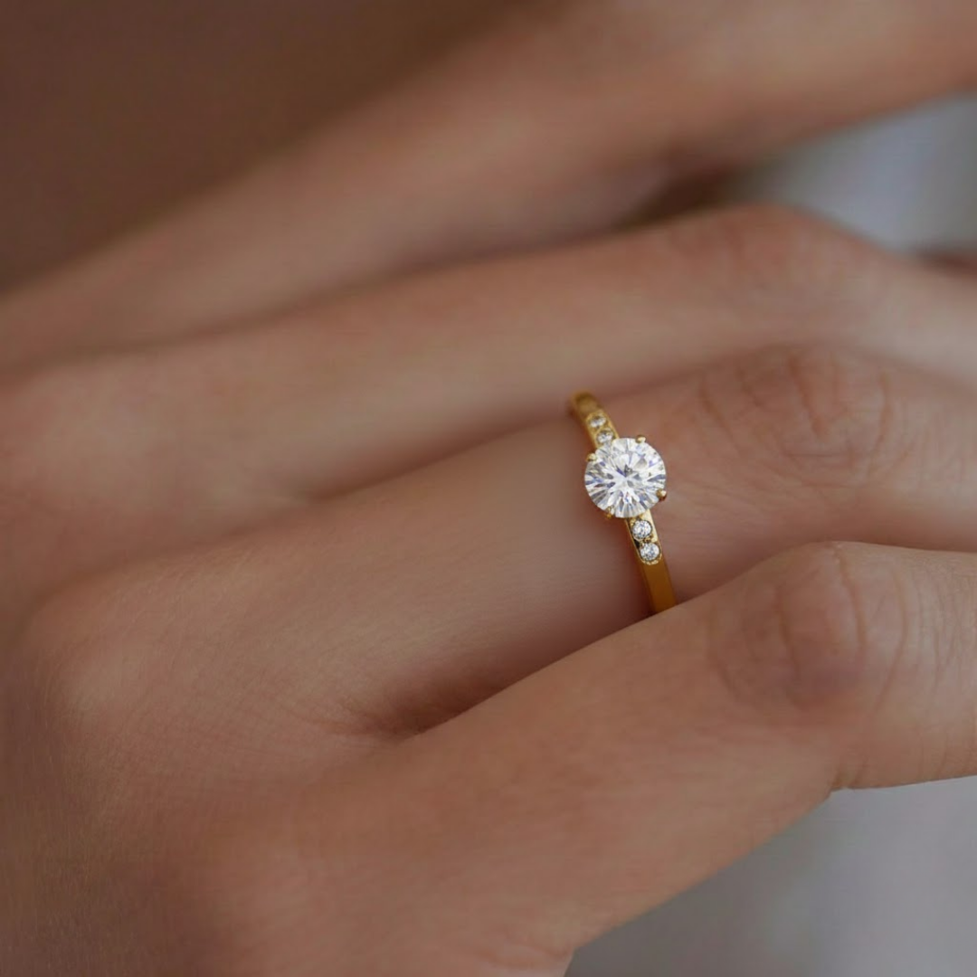 Oria Solitaire Rose Gold Titanium Ring