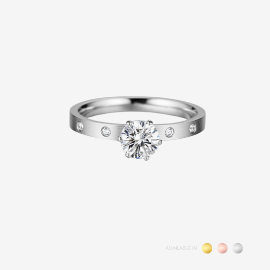 Oria Solitaire Silver Titanium Ring