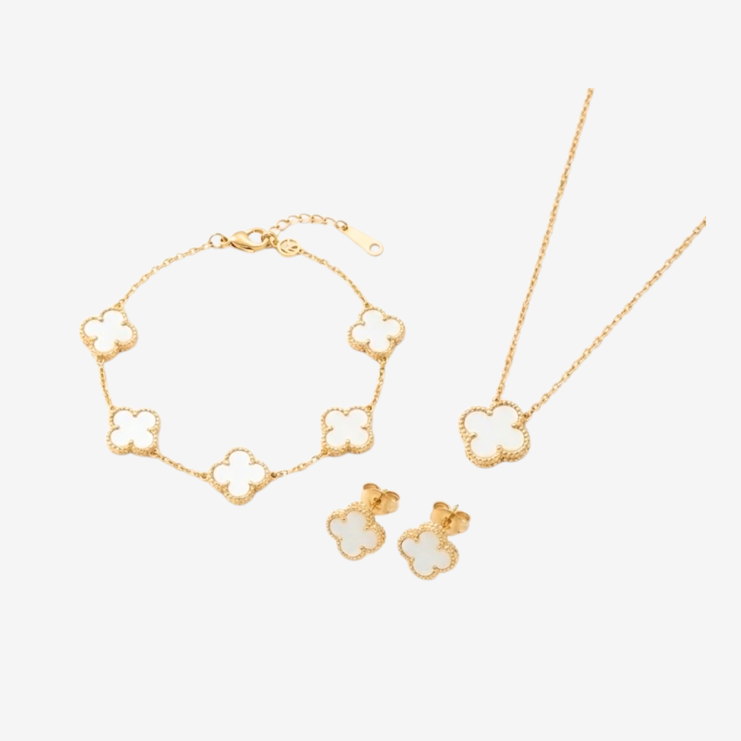 Ameline Crest Gold White Titanium Jewelry Set