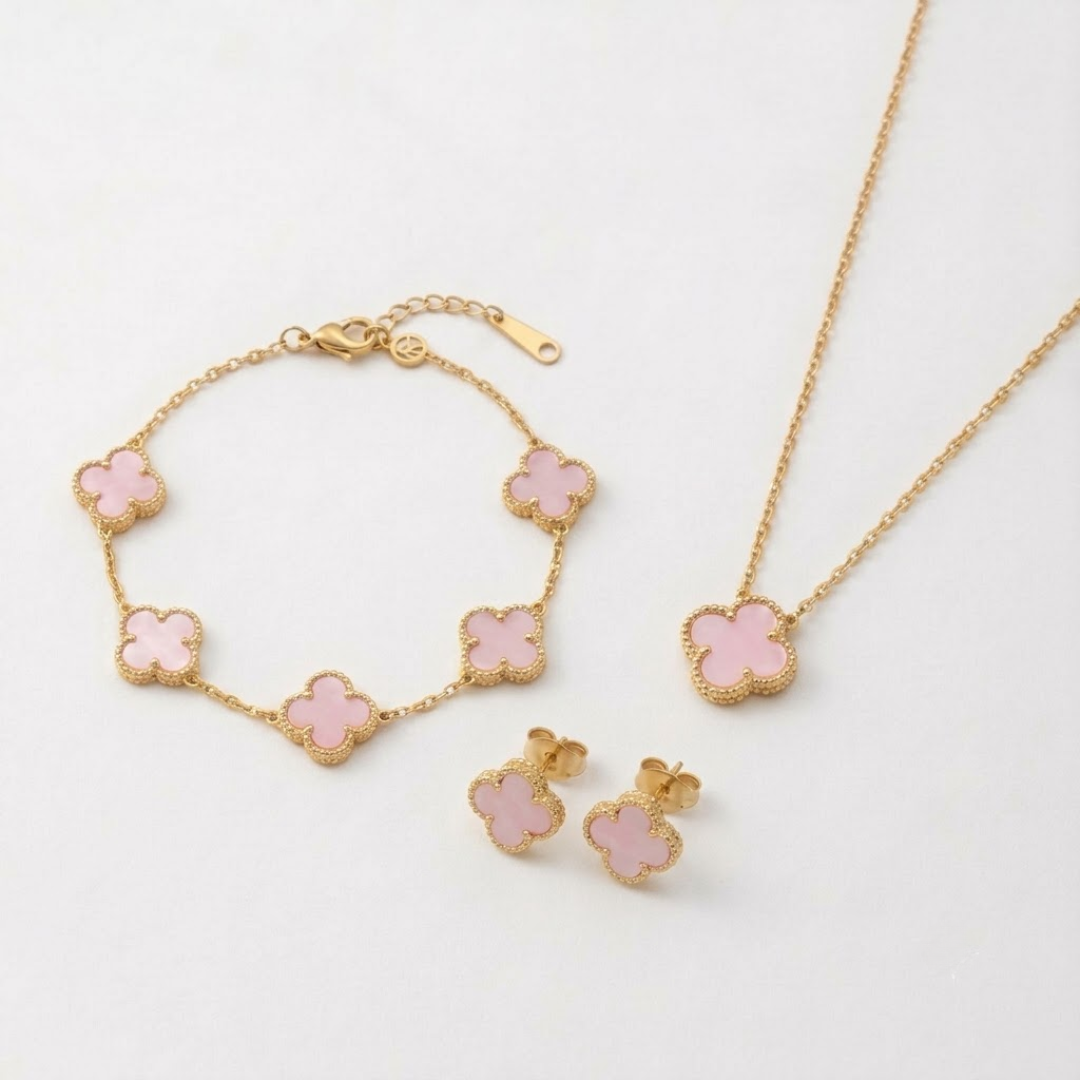 Ameline Crest Gold White Titanium Jewelry Set