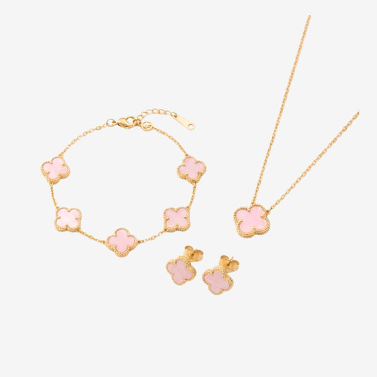 Ameline Crest Gold Pink Titanium Jewelry Set