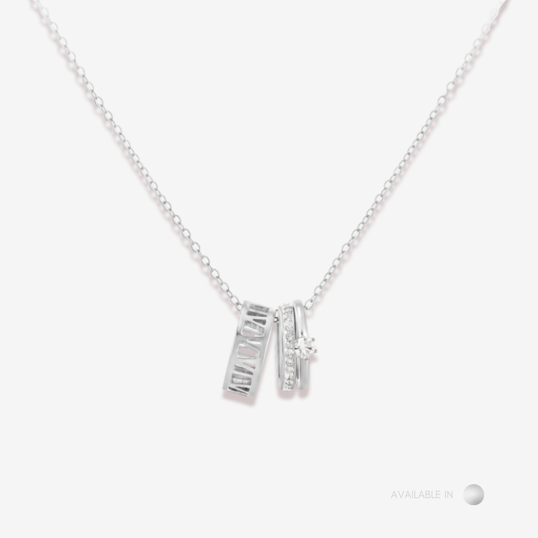 Amora Trio Ring Titanium Necklace