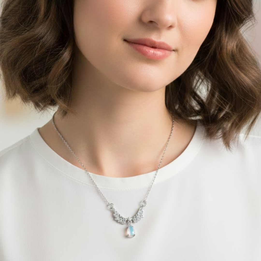 Angel Wing Drop Titanium Necklace